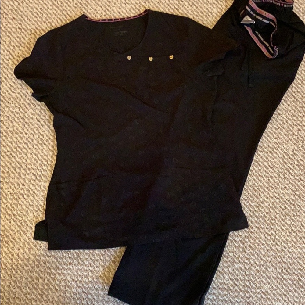 Black silky soft Heart and Sole Medium scrub set